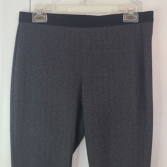 Eileen Fisher Pull On Herringbone Black & Gray Slim Leg Trouser Leggings Size PS - Picture 3 of 10
